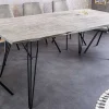 Riess-Ambiente Esstische|Mehr... > Massivholz Esstisch SCORPION 140cm grau Akazie Baumkante schwarze Metallbeine Hairpin Legs