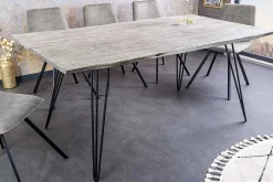 Riess-Ambiente Esstische|Mehr... > Massivholz Esstisch SCORPION 140cm grau Akazie Baumkante schwarze Metallbeine Hairpin Legs