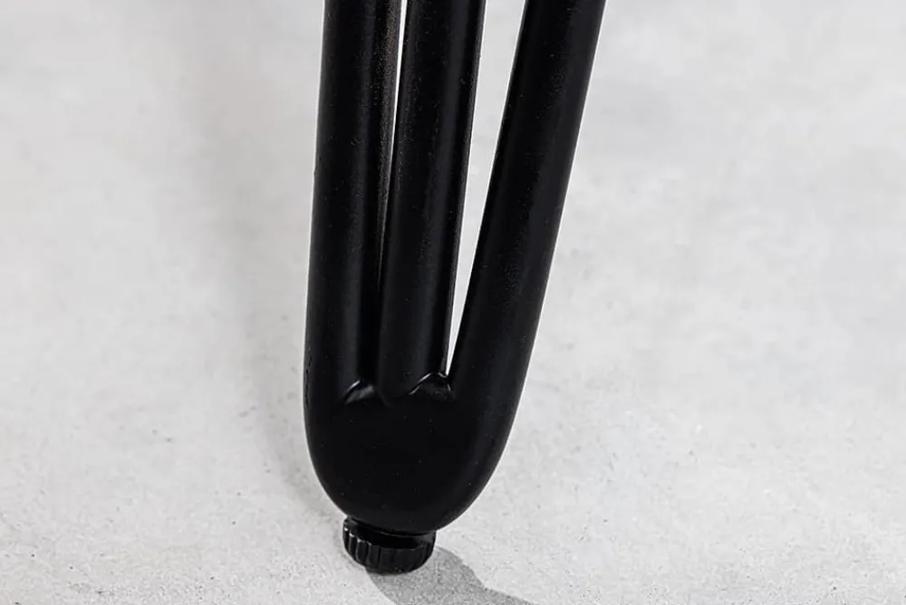 Riess-Ambiente Esstische|Mehr... > Massivholz Esstisch SCORPION 140cm grau Akazie Baumkante schwarze Metallbeine Hairpin Legs