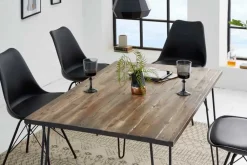 Riess-Ambiente Esstische|Industrial Loft > Massivholz Esstisch SCORPION 120cm braun Akazie schwarze Metallbeine Hairpin Legs Retro