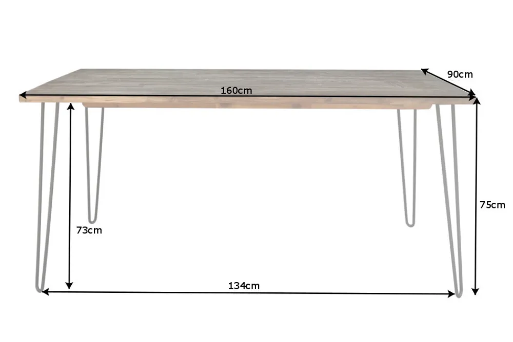 Riess-Ambiente Esstische|Industrial Loft > Massivholz Esstisch SCORPION 160cm braun Akazie schwarze Metallbeine Hairpin Legs Retro