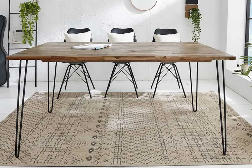 Riess-Ambiente Esstische|Industrial Loft > Massivholz Esstisch SCORPION 180cm braun Akazie schwarze Metallbeine Hairpin Legs Retro