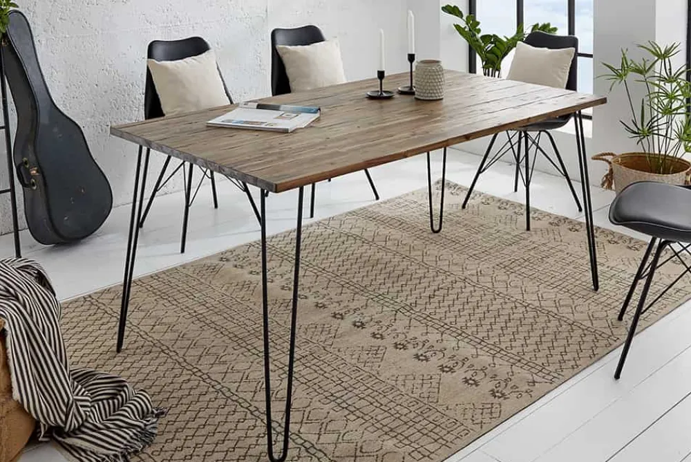 Riess-Ambiente Esstische|Industrial Loft > Massivholz Esstisch SCORPION 180cm braun Akazie schwarze Metallbeine Hairpin Legs Retro