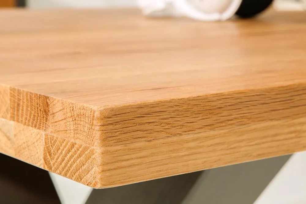 Riess-Ambiente Mehr...|Massivholzesstische > Massivholz Esstisch THOR 240cm natur Wildeiche geölt graues X-Gestell Metall Industrial Design