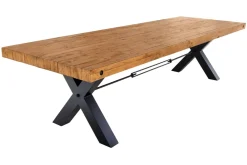 Riess-Ambiente Esstische|Mehr... > Massivholz Esstisch THOR 300cm vintage braun Pinie recycelt Industrial Design Eisen X-Gestell