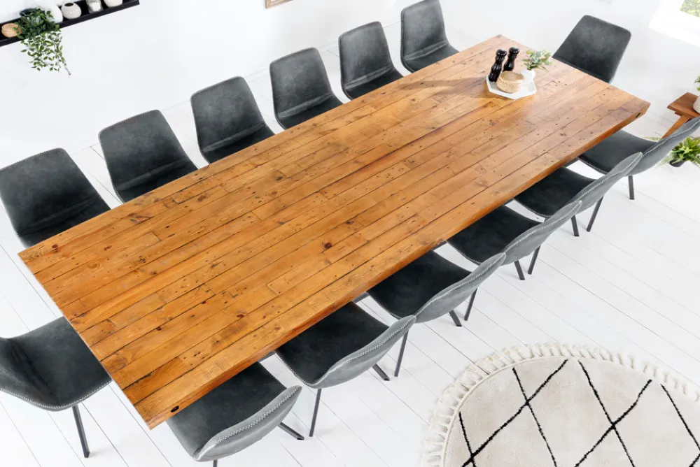 Riess-Ambiente Esstische|Mehr... > Massivholz Esstisch THOR 300cm vintage braun Pinie recycelt Industrial Design Eisen X-Gestell
