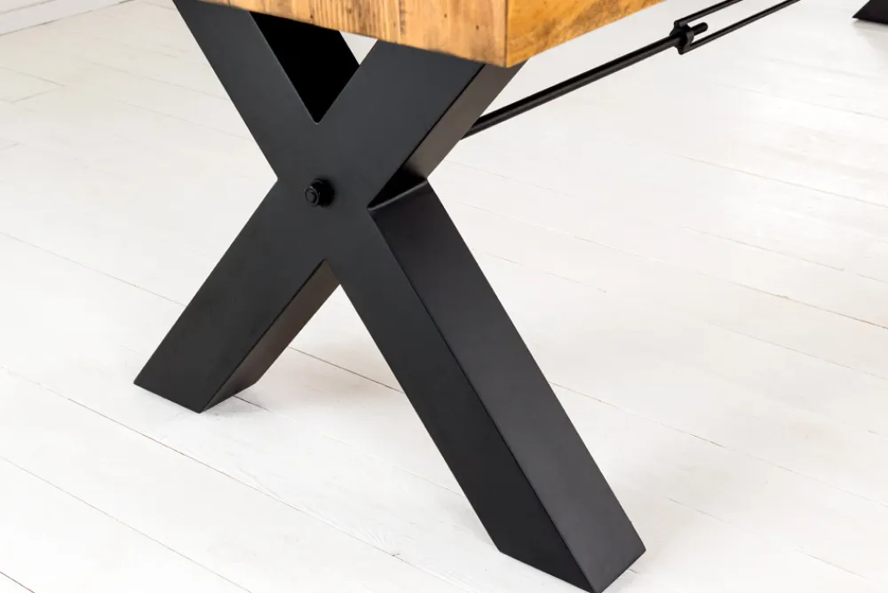 Riess-Ambiente Esstische|Mehr... > Massivholz Esstisch THOR 300cm vintage braun Pinie recycelt Industrial Design Eisen X-Gestell