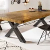 Riess-Ambiente Esstische|Mehr... > Massivholz Esstisch THOR 200cm vintage braun Pinie recycelt Industrial Design Eisen X-Gestell