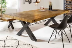 Riess-Ambiente Esstische|Mehr... > Massivholz Esstisch THOR 200cm vintage braun Pinie recycelt Industrial Design Eisen X-Gestell