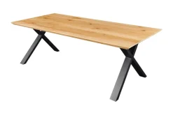 Riess-Ambiente Esstische|Mehr... > Massivholz Esstisch WILD OAK 160cm natur Wildeiche Schweizer Kante X-Gestell
