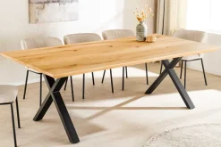 Riess-Ambiente Esstische|Mehr... > Massivholz Esstisch WILD OAK 160cm natur Wildeiche Schweizer Kante X-Gestell