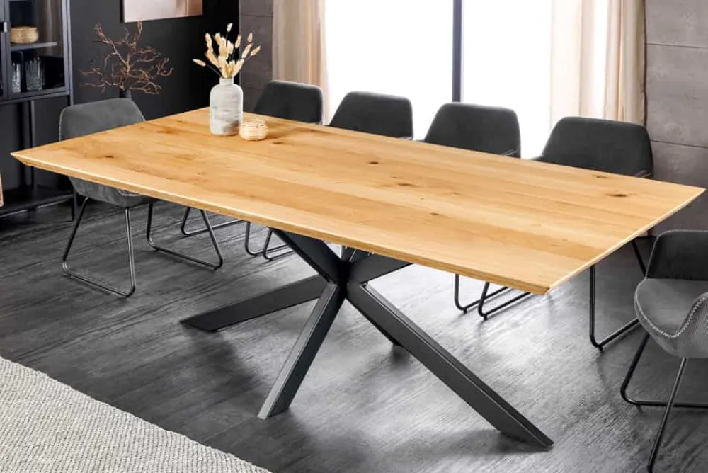 Riess-Ambiente Esstische|Mehr... > Massivholz Esstisch WILD OAK 200cm natur Wildeiche Schweizer Kante Sterngestell