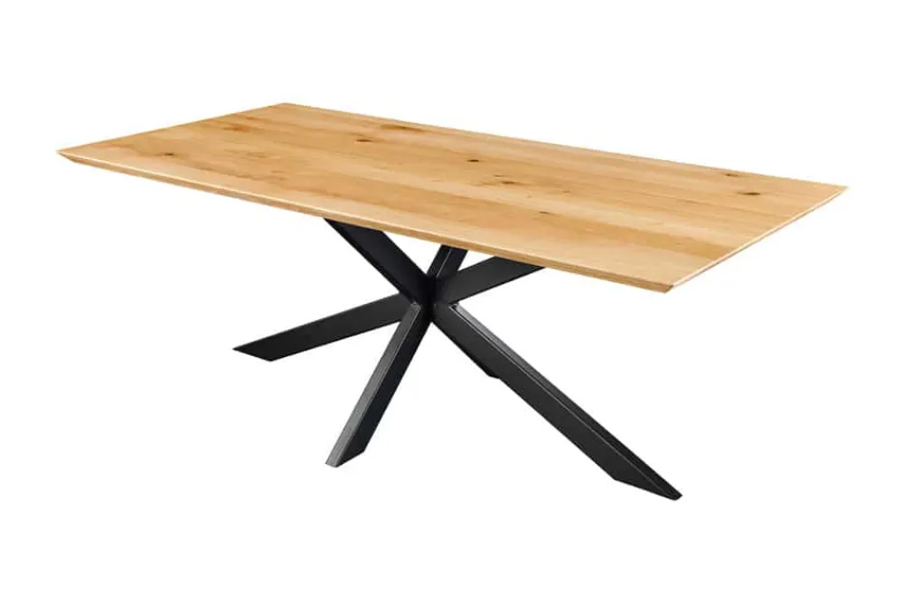 Riess-Ambiente Esstische|Mehr... > Massivholz Esstisch WILD OAK 200cm natur Wildeiche Schweizer Kante Sterngestell