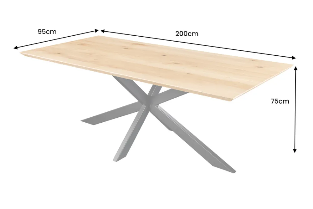 Riess-Ambiente Esstische|Mehr... > Massivholz Esstisch WILD OAK 200cm natur Wildeiche Schweizer Kante Sterngestell