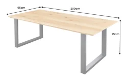 Riess-Ambiente Esstische|Mehr... > Massivholz Esstisch WILD OAK 200cm natur Wildeiche Schweizer Kante Metall U-Gestell