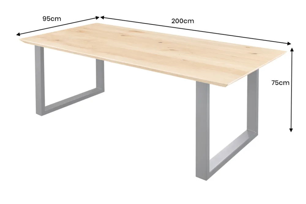 Riess-Ambiente Esstische|Mehr... > Massivholz Esstisch WILD OAK 200cm natur Wildeiche Schweizer Kante Metall U-Gestell