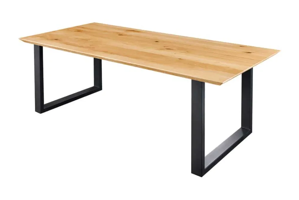 Riess-Ambiente Esstische|Mehr... > Massivholz Esstisch WILD OAK 200cm natur Wildeiche Schweizer Kante Metall U-Gestell