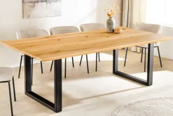 Riess-Ambiente Esstische|Mehr... > Massivholz Esstisch WILD OAK 160cm natur Wildeiche Schweizer Kante Metall U-Gestell