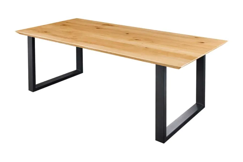 Riess-Ambiente Esstische|Mehr... > Massivholz Esstisch WILD OAK 160cm natur Wildeiche Schweizer Kante Metall U-Gestell