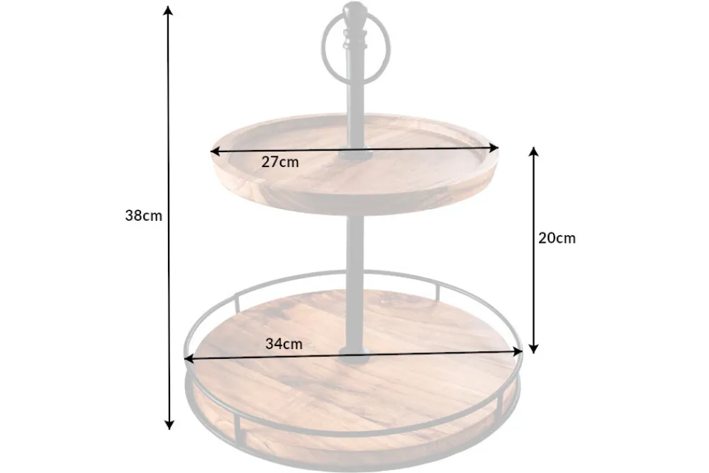 Riess-Ambiente Mehr...|Mehr... > Massivholz Etagere PURE NATURE 40cm Mango rund mit zwei Etagen schwarzes Metall