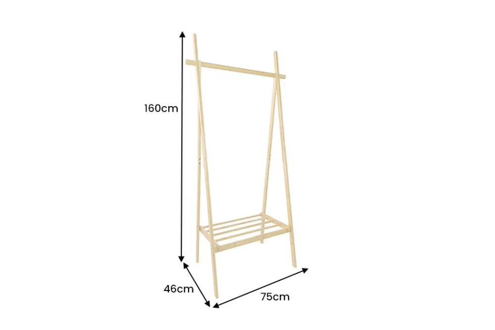 Riess-Ambiente Garderoben > Massivholz Garderobe ZEN-BO 160cm natur Bambus Kleiderstange mit Ablage