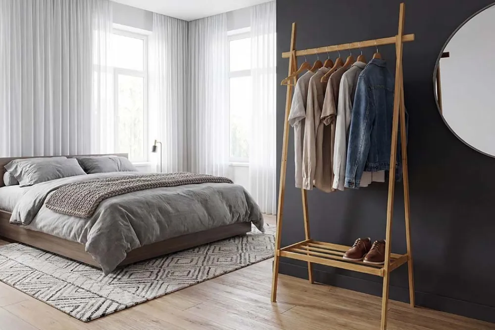 Riess-Ambiente Garderoben > Massivholz Garderobe ZEN-BO 160cm natur Bambus Kleiderstange mit Ablage