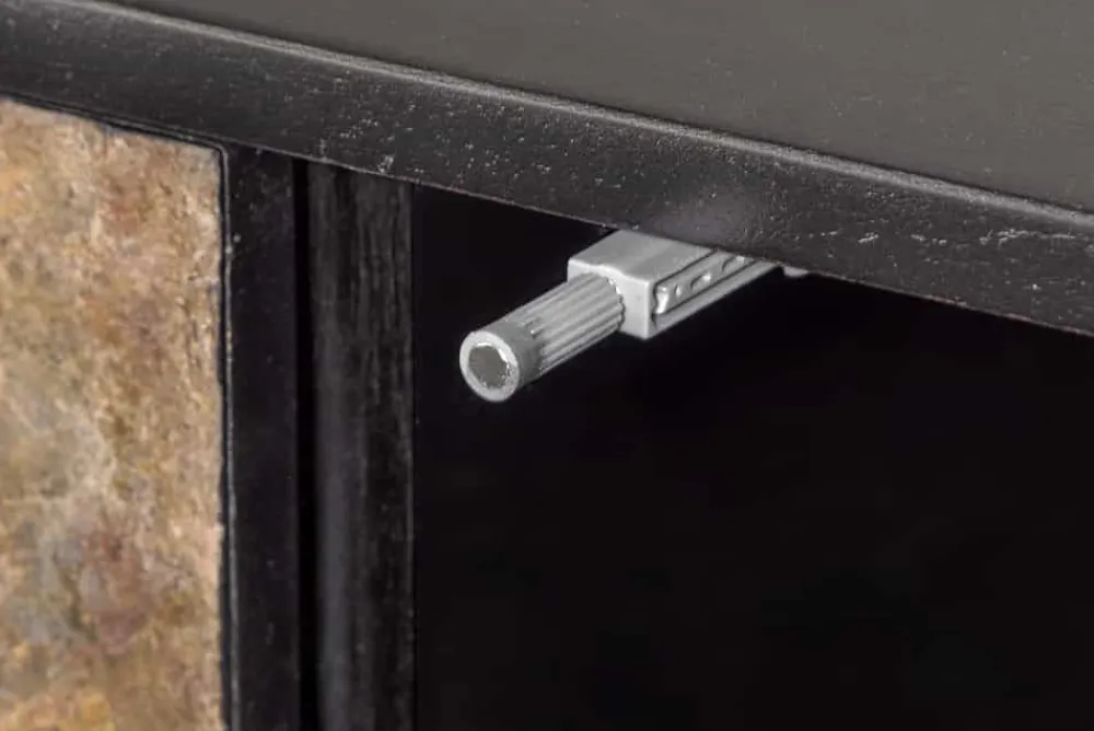 Riess-Ambiente Mehr...|Massivholzschränke > Massivholz Highboard MOUNTAIN SOUL 120cm grau grün marmoriert Steinfurnier Akazie