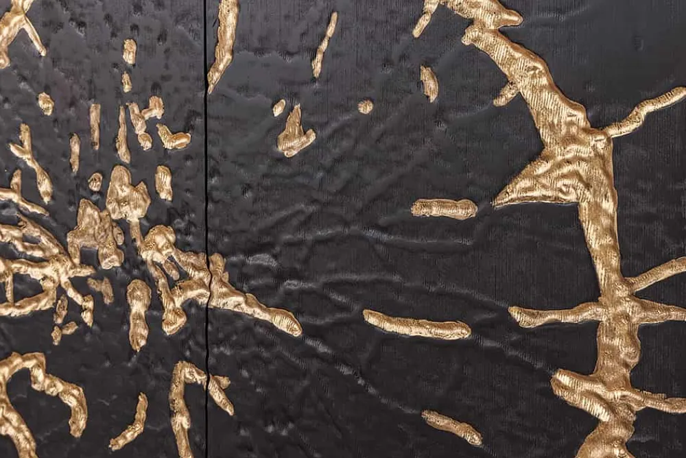 Riess-Ambiente Mehr...|Massivholzschränke > Massivholz Highboard THE CIRCLE 120cm schwarz gold Mango Metall Retro