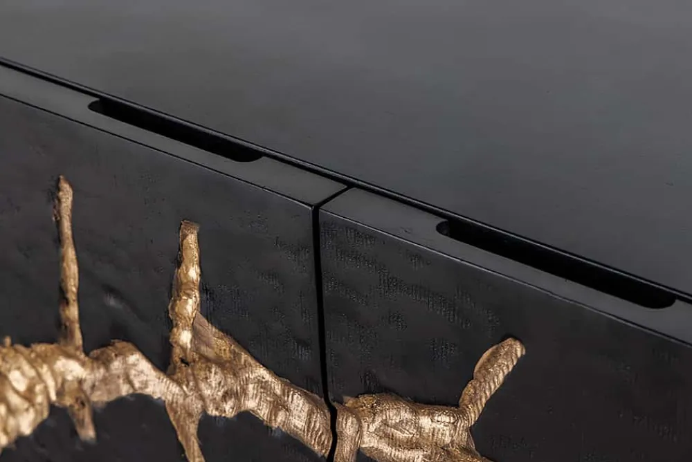 Riess-Ambiente Mehr...|Massivholzschränke > Massivholz Highboard THE CIRCLE 120cm schwarz gold Mango Metall Retro
