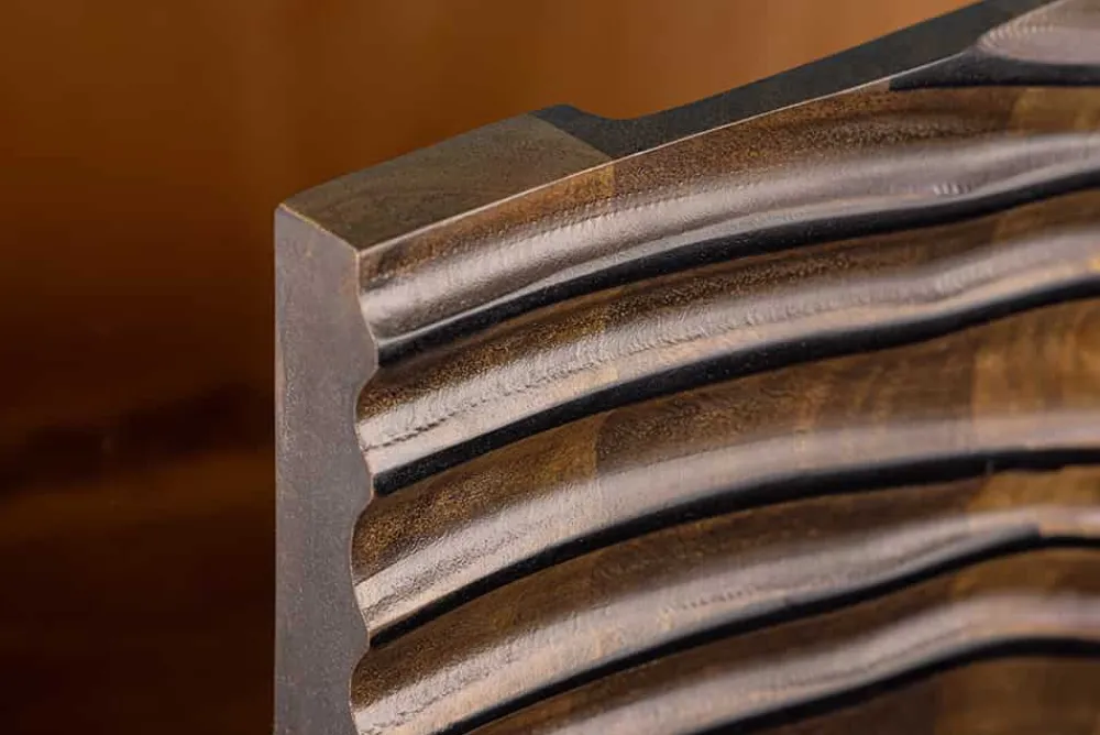Riess-Ambiente Mehr...|Massivholzschränke > Massivholz Highboard ZEN CIRCLES 120cm dunkelbraun Mangoholz 3D-Design