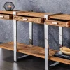Riess-Ambiente Mehr...|Konsolentische > Massivholz Konsolentisch BARRACUDA 140cm braun Teakholz silber Edelstahl verchromt mit Schubladen