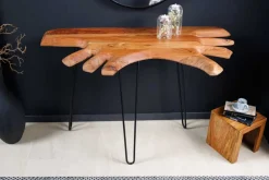 Riess-Ambiente Konsolentische|Mehr... > Massivholz Konsolentisch WILD 105cm Akazie natur Hairpin Legs Baumkante