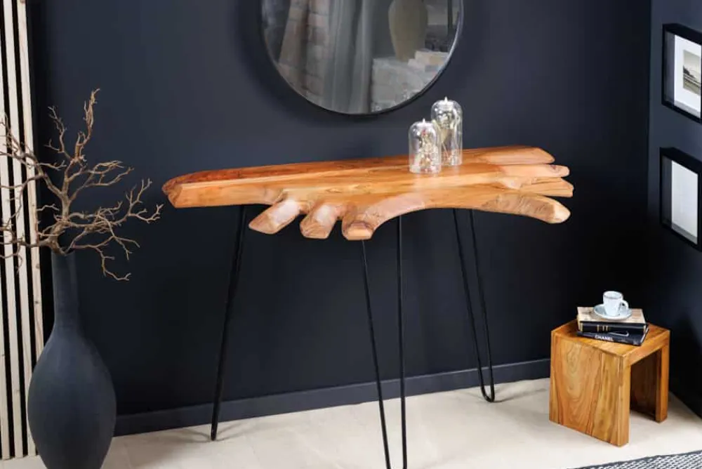 Riess-Ambiente Konsolentische|Mehr... > Massivholz Konsolentisch WILD 105cm Akazie natur Hairpin Legs Baumkante