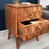 Riess-Ambiente Mehr...|Massivholztische > Massivholz Nachttisch MYSTIC LIVING 60cm Akazie natur 3D-Design mit Stauraum