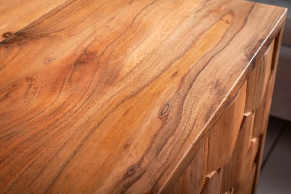 Riess-Ambiente Mehr...|Massivholztische > Massivholz Nachttisch MYSTIC LIVING 60cm Akazie natur 3D-Design mit Stauraum