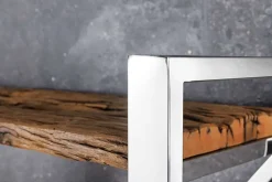 Riess-Ambiente Mehr...|Industrial Loft > Massivholz Regal BARRACUDA 185cm braun Teakholz silber Edelstahl verchromt Bücherregal