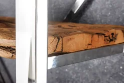Riess-Ambiente Mehr...|Industrial Loft > Massivholz Regal BARRACUDA 185cm braun Teakholz silber Edelstahl verchromt Bücherregal