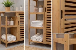 Riess-Ambiente Mehr...|Massivholzregale > Massivholz Regal ZEN-BO 90cm natur Bambus mit Lamellentür