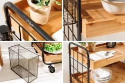 Riess-Ambiente Mehr...|Massivholzschränke > Massivholz Servierwagen SEVEN SEAS 80cm natur Küchenwagen Metall mit Rollen