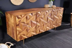 Riess-Ambiente Mehr...|Retro Möbel > Massivholz Sideboard ALPINE 145cm braun Sheesham stone finish Metall matt gold