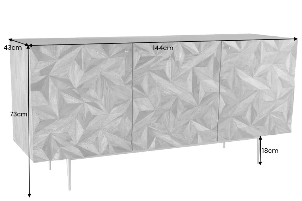 Riess-Ambiente Mehr...|Retro Möbel > Massivholz Sideboard ALPINE 145cm braun Sheesham stone finish Metall matt gold