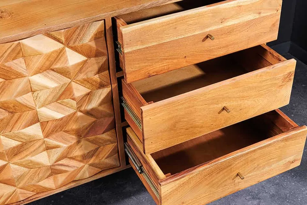 Riess-Ambiente Mehr...|Retro Möbel > Massivholz Sideboard ALPINE 145cm Akazie honey finish Kommode mit Schubladen Retro Design