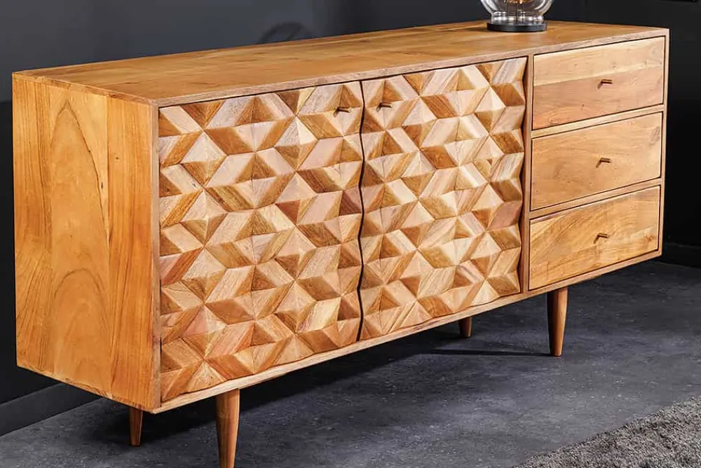 Riess-Ambiente Mehr...|Retro Möbel > Massivholz Sideboard ALPINE 145cm Akazie honey finish Kommode mit Schubladen Retro Design