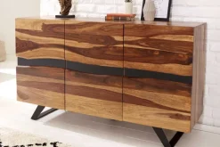 Riess-Ambiente Mehr...|Industrial Loft > Massivholz Sideboard AMAZONAS 150cm braun Sheesham Baumkante schwarzes Metallgestell