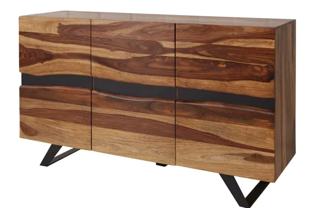 Riess-Ambiente Mehr...|Industrial Loft > Massivholz Sideboard AMAZONAS 150cm braun Sheesham Baumkante schwarzes Metallgestell