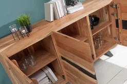 Riess-Ambiente Mehr...|Industrial Loft > Massivholz Sideboard AMAZONAS 150cm Akazie natur Metall schwarz Baumkante