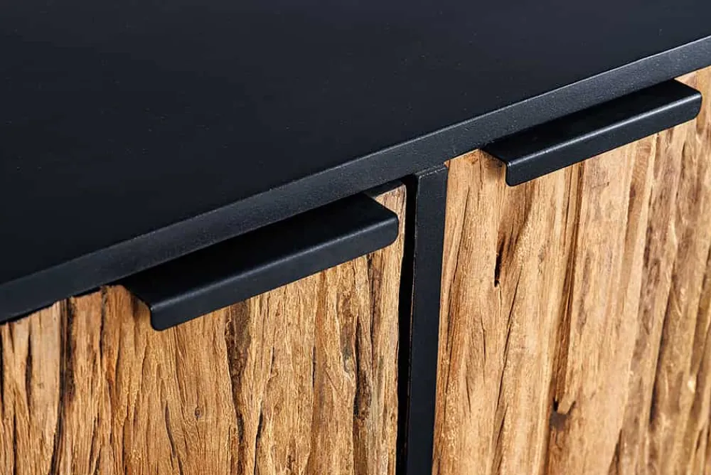 Riess-Ambiente Industrial Loft|Mehr... > Massivholz Sideboard BARRACUDA 150cm Teak Mango schwarz Metall recycelt