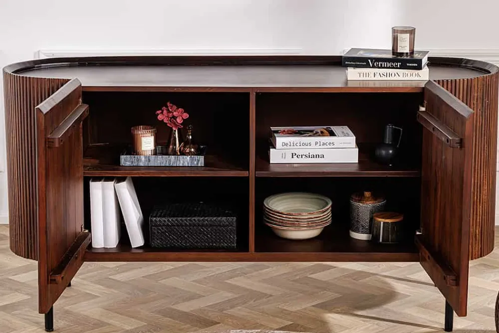 Riess-Ambiente Mehr...|Massivholzschränke > Massivholz Sideboard GATSBY 150cm dunkelbraun Mango Retro Design