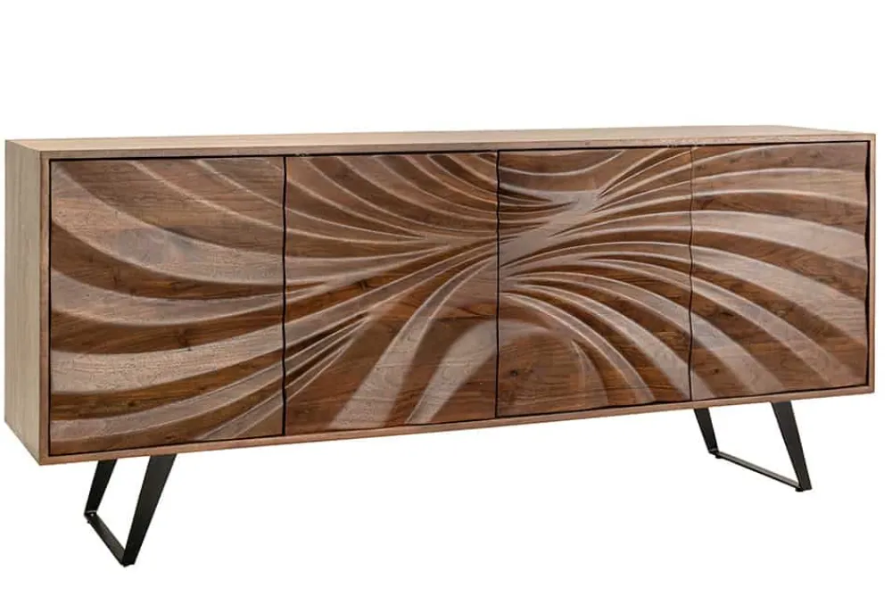 Riess-Ambiente Mehr...|Massivholzschränke > Massivholz Sideboard HURRICANE 175cm braun Akazie 3D-Design