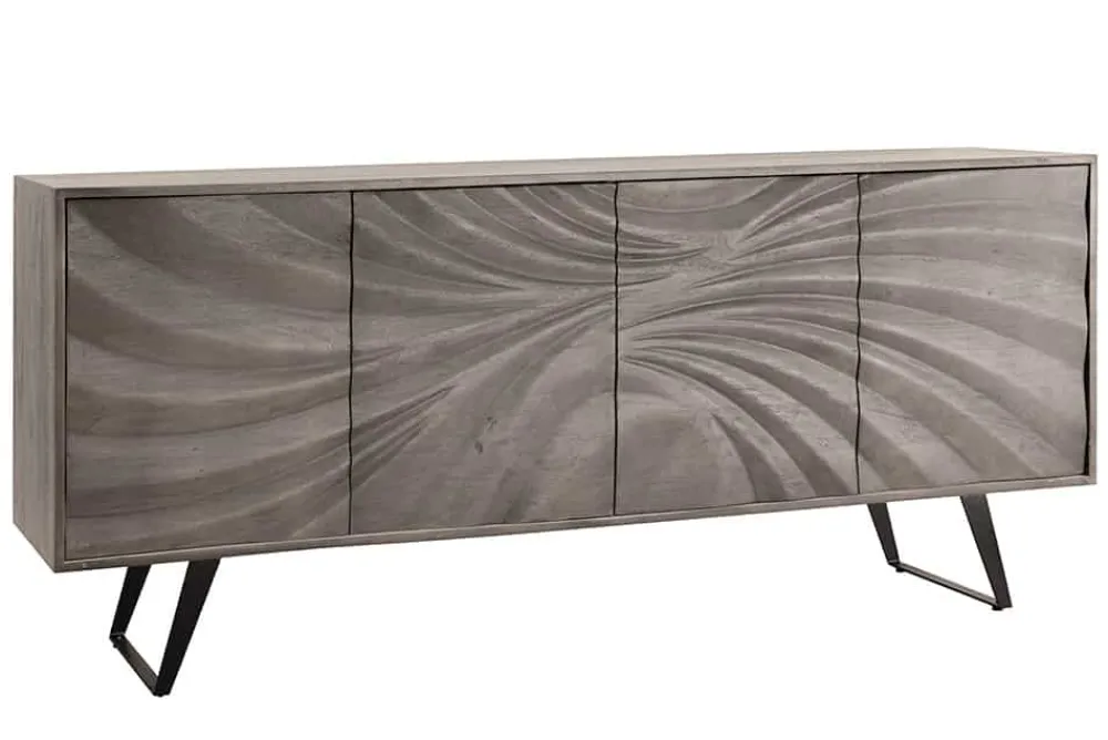 Riess-Ambiente Mehr...|Massivholzschränke > Massivholz Sideboard HURRICANE 175cm grau Akazie 3D-Design